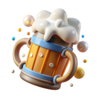 elegant artistic Oktoberfest Beer Stein Frothy Overflow Cutout original png