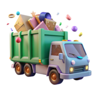 serene creative Recycling Truck Collecting Waste Cutout detailed png