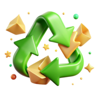 beautiful minimalist Recycling Symbol Green Arrows Isolated Element genuine png