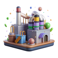 dramatic rustic Industrial Factory with Pollution Control Equipment Isolated Element high resolution png