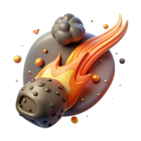 impressive rustic Meteor Burning Up Isolated with Fiery Trail high quality png