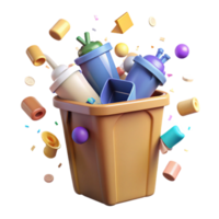 beautiful rustic Recycle Bin Overflowing with Plastic Transparent Background exclusive png