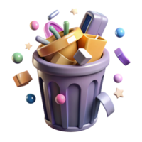 extraordinary classic Recycle Bin with Overflowing Trash Isolated Element authentic png