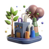 wonderful modern Pollution Solution Icon with Tree and Factory Isolated png