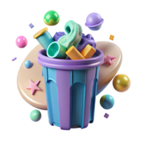 elegant rustic Recycle Bin Overflowing with Plastic Transparent Background premium png