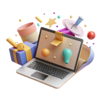 impressive rustic Laptop with Education Website Open Transparent Background premium png
