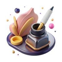 stunning minimalist Inkwell and Dip Pen Side View Isolated professional png