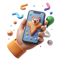 serene modern Hand Holding Smartphone with Animal Tracking App Cutout Front View detailed png