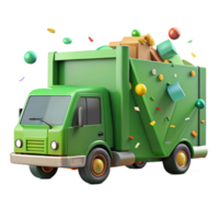 extraordinary classic Recycling Truck Back View Green Isolated detailed png