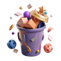 dramatic abstract Recycle Bin Overflowing with Plastic Transparent Background authentic png