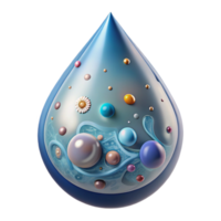 wonderful creative Magnified Water Droplet Cutout with Microorganisms Isolated high resolution png