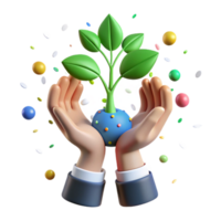 elegant abstract Hands Holding Sapling Green Leaves Transparent Background original png