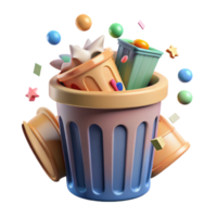 wonderful rustic Recycle Bin Overflowing with Plastic Transparent Background png