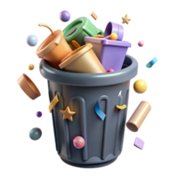 impressive creative Recycle Bin with Overflowing Trash Isolated Element high resolution png
