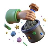 vibrant minimalist Hand Picking Up Trash Close Up View Isolated high resolution png