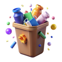 wonderful abstract Recycling Bin Overflowing with Plastic Transparent Background exclusive png