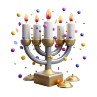 stunning minimalist Hanukkah Menorah Nine Candles Lit Transparent Background genuine png
