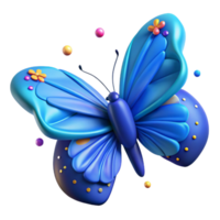 dramatic abstract Blue Butterfly Side View Isolated Element high resolution png