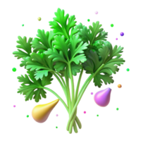 dramatic abstract Bunch of Parsley Isolated with Bright Green Color original png
