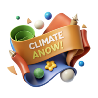 beautiful artistic Climate Action Now Banner with Urgent Message Transparent Background professional png