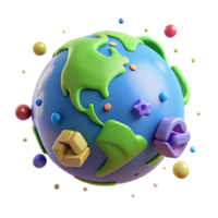vibrant creative Planet Earth with Recycling Symbol Cutout Transparent Background authentic png