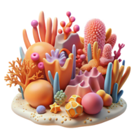 beautiful artistic Coral Reef Ecosystem Vibrant Colors Isolated Element original png