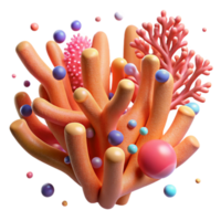 beautiful artistic Coral Branch Close Up Isolated with Colorful Polyps 4K png