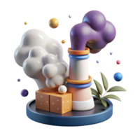 dramatic contemporary Pollution Mitigation Icon with Smokestack and Cloud Isolated professional png