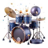 dramatic abstract Drum Set Transparent Background with Realistic Cymbals exclusive png