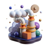 extraordinary rustic Pollution Mitigation Icon with Smokestack and Cloud Isolated genuine png