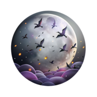 serene abstract Migrating Birds at Night Isolated Silhouette Moonlit Sky professional png