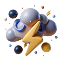 impressive vintage Lightning Bolt Storm Clouds Cutout on Transparent Background premium png