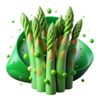 beautiful abstract Green Asparagus Spears Isolated with Bright Green Color exclusive png