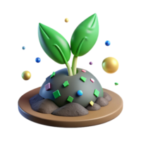 dramatic abstract Green Plant Sprout with Soil Isolated Cutout authentic png