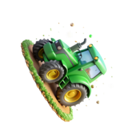 beautiful abstract Green Tractor Plowing Field Side View Cutout high quality png
