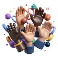 beautiful rustic Group of Diverse Hands Cutout Unity Symbol high resolution png