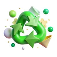 serene rustic Green Recycling Symbol with Arrows Transparent Background png