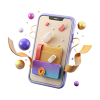 dramatic artistic Perspective View Mobile App Interface Transparent Background png