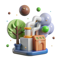 beautiful classic Pollution Solution Icon with Tree and Factory Isolated authentic png
