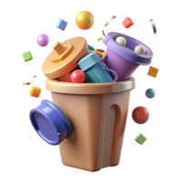 elegant rustic Recycle Bin with Different Colored Lids Transparent Background professional png