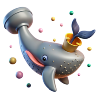 dramatic artistic Gray Whale Spout with Noise Pollution Overlay Transparent Background premium png