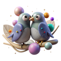 beautiful artistic Love Birds on Branch Cherry Blossoms Cutout professional png