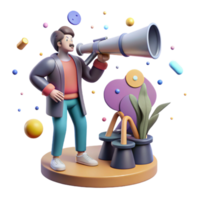 beautiful artistic Man with a Telescope Observation and Discovery Isolated detailed png