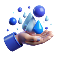 stunning rustic Open Hand Receiving Rain Drops Isolated Element with Blue Hues high resolution png