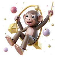 beautiful vintage Monkey Swinging Branch Playful Pose Cutout high resolution png