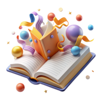 beautiful artistic Open Book with Funny Story Transparent Background high quality png