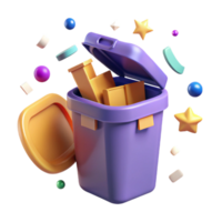 serene traditional Recycling Bin with Lid Open Isolated Element genuine png