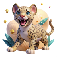 beautiful abstract Playful Jaguar Cub Isolated Roaring Pose 4K png