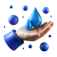 extraordinary creative Open Hand Receiving Rain Drops Isolated Element with Blue Hues high quality png
