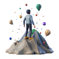 serene minimalist Person Standing on Mountain Peak Silhouette Isolated Element professional png